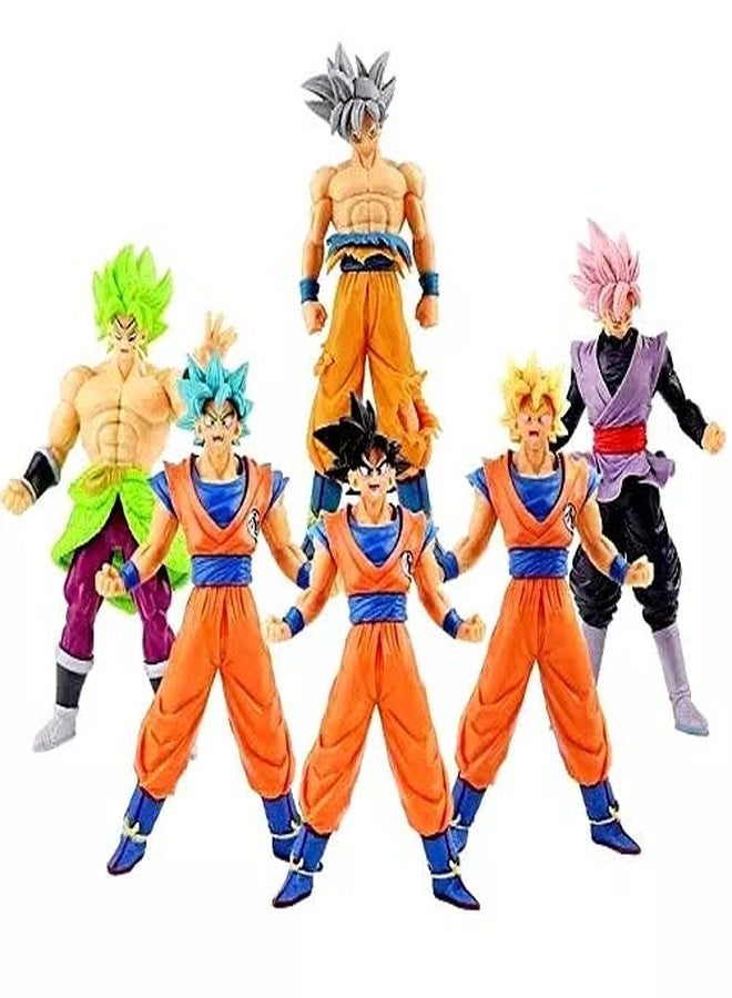 Trunkin DBZ Set of 6 Goku Super Saiyan 1 2 Ultra Instinct Broly Goku Black Zamasu Action Figure 16CM Self Standing Set of 6 Figurine - Image 1