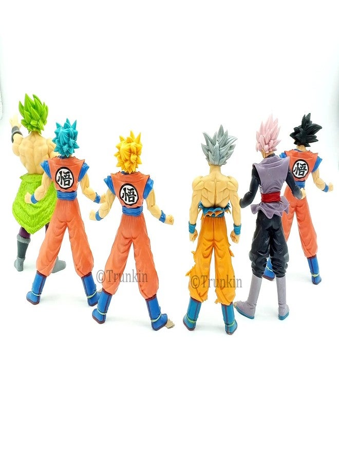Trunkin DBZ Set of 6 Goku Super Saiyan 1 2 Ultra Instinct Broly Goku Black Zamasu Action Figure 16CM Self Standing Set of 6 Figurine - Image 5
