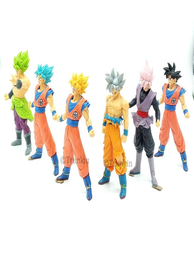 Trunkin DBZ Set of 6 Goku Super Saiyan 1 2 Ultra Instinct Broly Goku Black Zamasu Action Figure 16CM Self Standing Set of 6 Figurine - Image 4