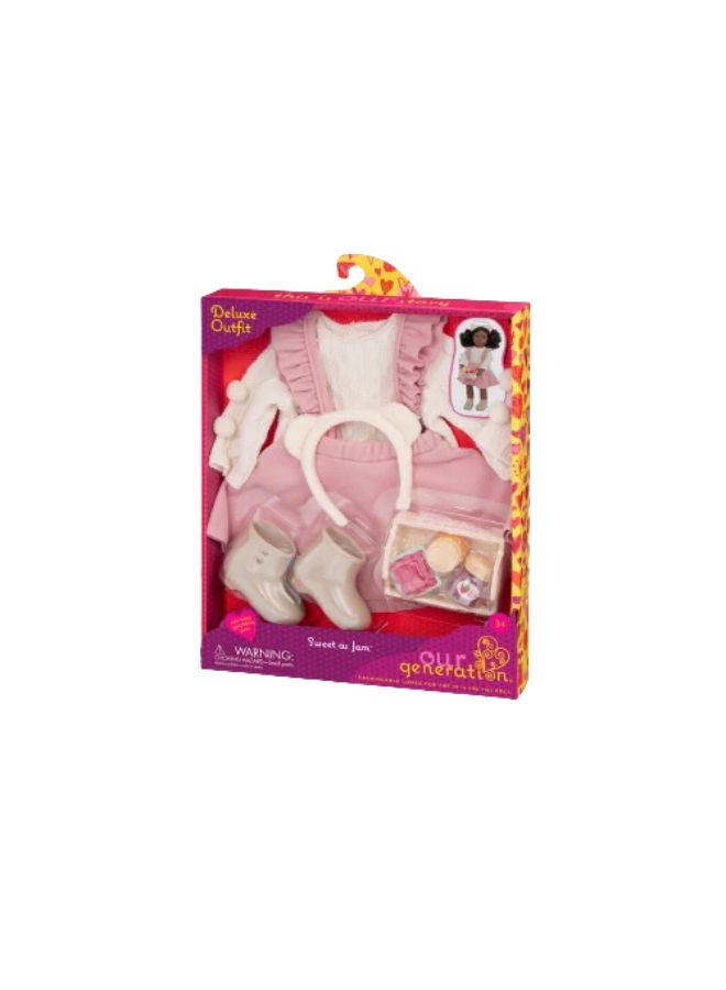 Our Generation Sweet As Jam Pink Jumper Skirt Outfit & Play Food Set For 18" Dolls  - Image 4