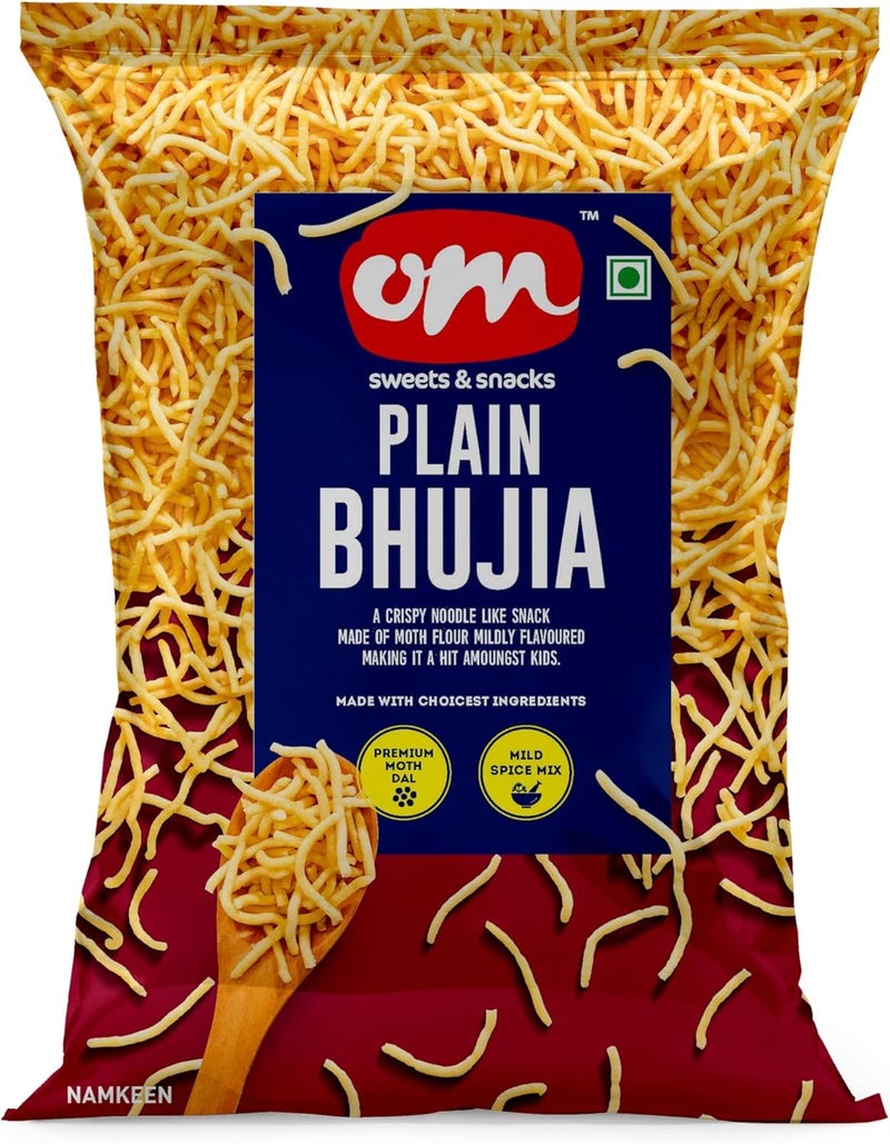 OM Sweets OM Plain Bhujia 200gm - Crispy Snack Made with Gram Flour and Moth Beans - Image 3