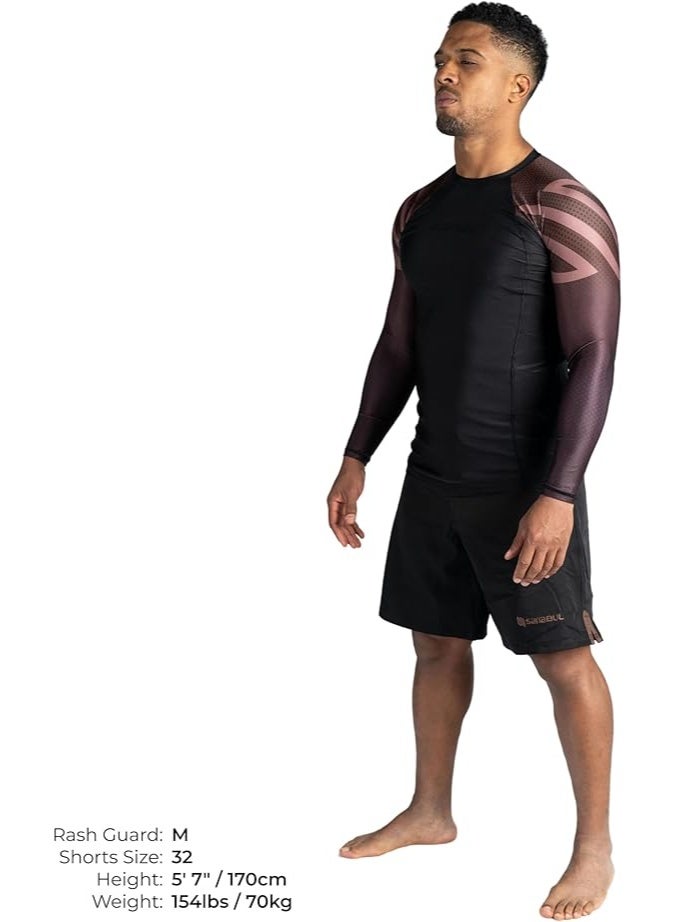 سنابول واقي طفح جلدي ضاغط بأكمام طويلة من سنابول للرجال | قميص تدريب فنون القتال المختلطة والجوجيتسو البرازيلي والمصارعة والمصارعة | طبقة أساسية بدون جيتسو، أسود/بني - Image 5