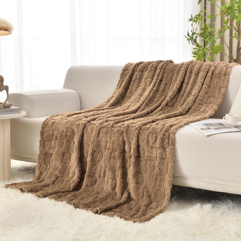 GIOKARNNA Heart Checkered Throw Blankets  for Love Mother Friends Pets 280 GSM Super Soft Warm Lightweight Fluffy Bed Blanket for Women Anniversaries(Burro 60""x80"") - Image 2