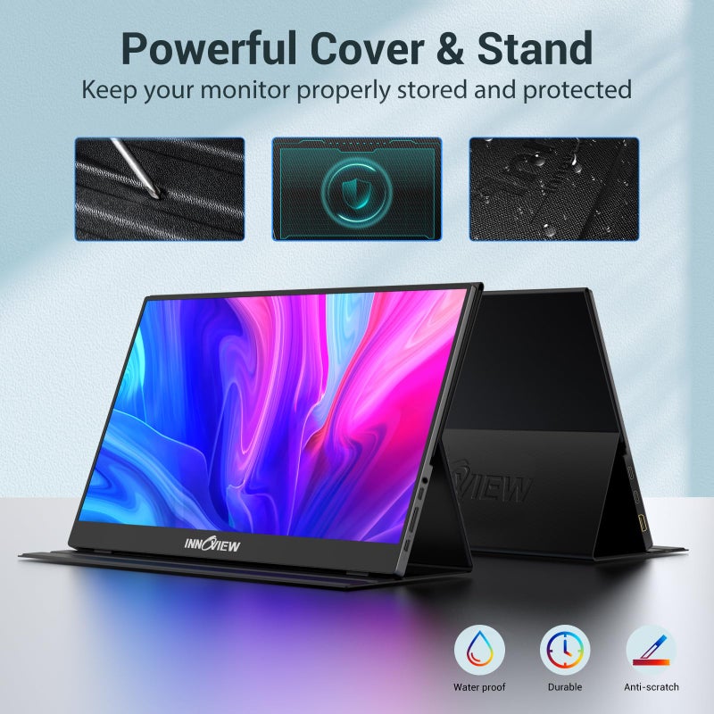 InnoView Portable Monitor, 15.6 Inch FHD 1080P HDMI USB C Second External Monitor for Laptop, Desktop, MacBook, Phones, Tablet, PS5/4, Xbox, Switch, Built-in Speaker with Protective Case - Image 5
