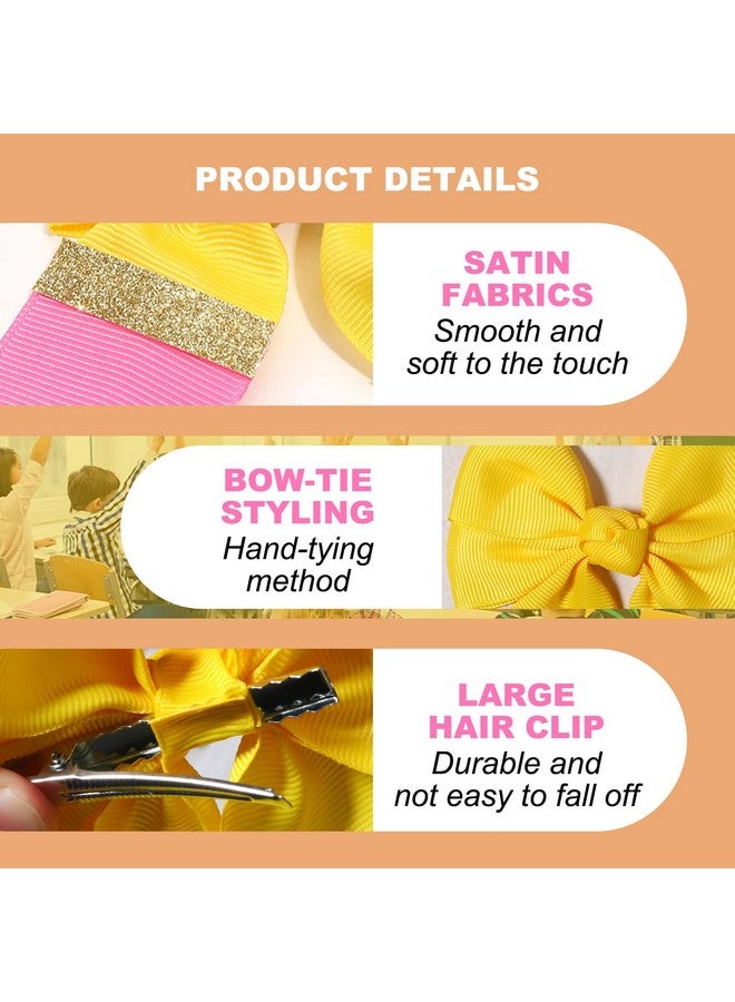 توتلوكس مشابك شعر Totelux Pencil Hair Bows ومشابك شعر العودة إلى المدرسة ومشابك شعر صفراء على شكل قلم رصاص ومشابك شعر على شكل تمساح وعقدة كبيرة إكسسوارات شعر للنساء والفتيات في أول يوم دراسي وهدايا حفلات الترحيب بالعودة، قطعتان - Image 4