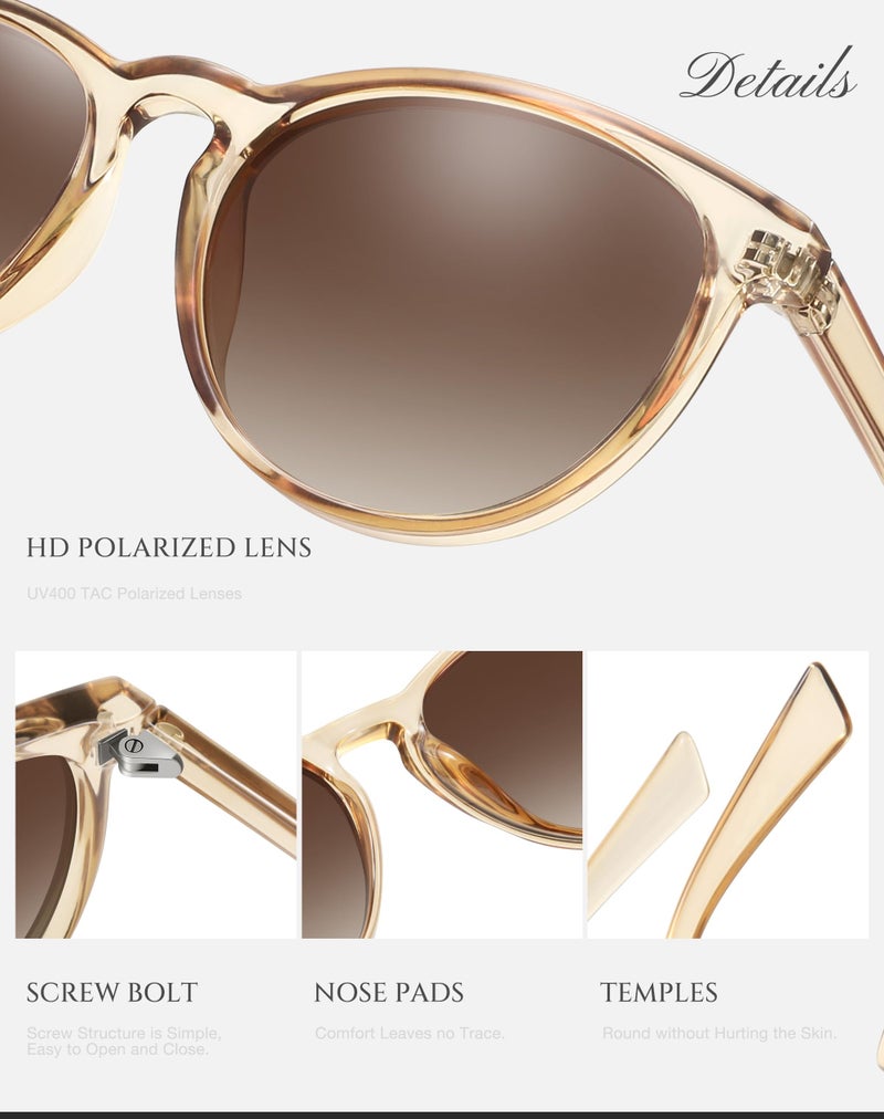 Fozono Classic Round Polarized Sunglasses for Women Retro Shades Trendy Vintage Sun Glasses - Image 4