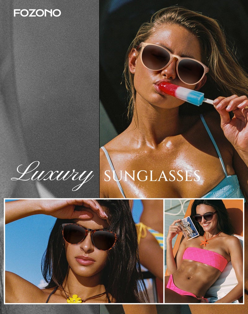 Fozono Classic Round Polarized Sunglasses for Women Retro Shades Trendy Vintage Sun Glasses - Image 2