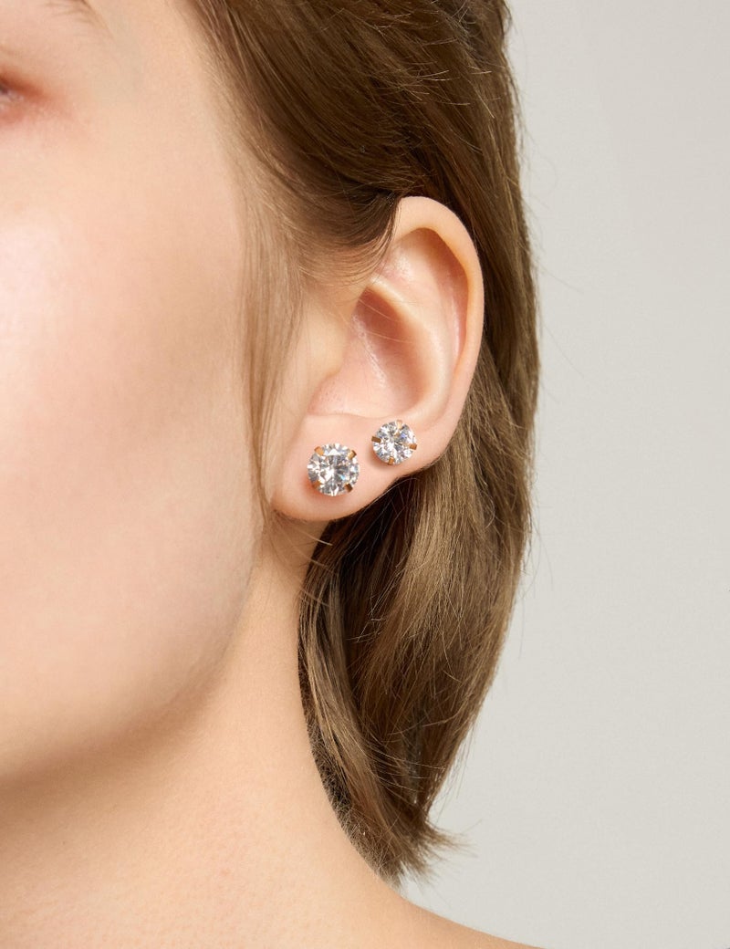 WSSXC 6 Pairs Stud Earrings Hypoallergenic Cubic Zirconia 316L Earrings Stainless Steel CZ Earrings Set 3-8mm (Rose gold) - Image 5