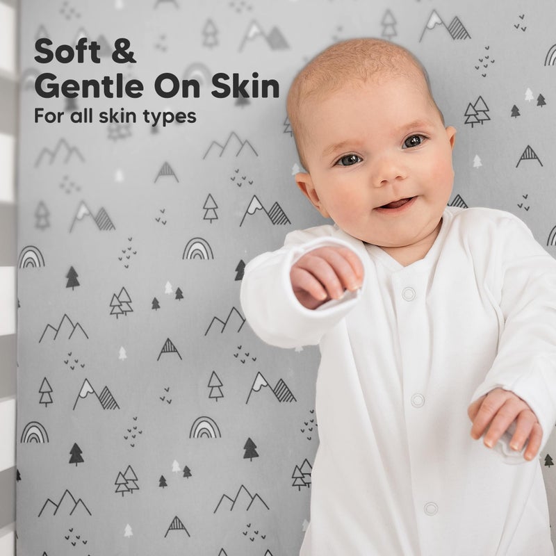 KeaBabies 2-Pack Organic Crib Sheets for Boys, Girls - 52x28 Fitted Crib Mattress Sheet Neutral, Breathable Jersey Cotton Cover for Baby Bed, Toddler Mattress, Soft & Cute Prints (Woodland) - Image 4
