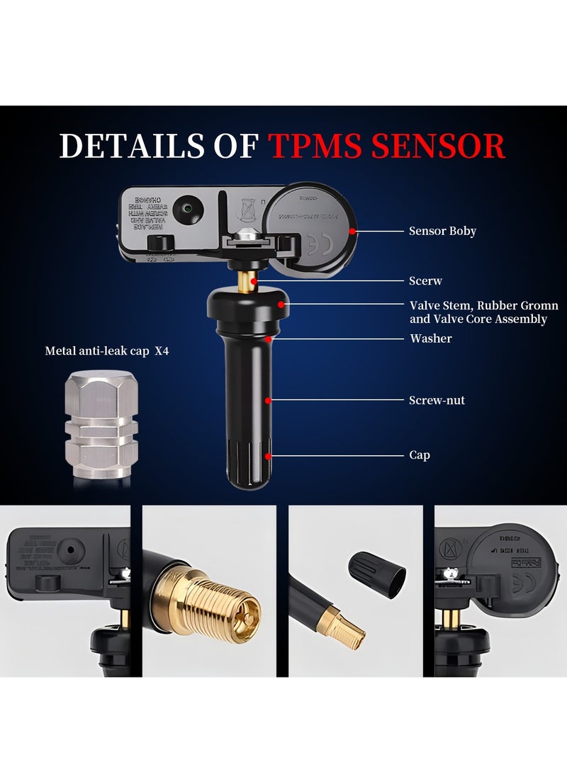 LUCKIER 4-Pack 433MHz Tire Pressure Monitoring System Sensor, for Jeep/Chrysler/Dodge/Fiat/Ram, Replaces#56029398AB, 68142397AA, 68241067AA, 68241067AB(4-Pack aluminum tire covers)  - Image 2