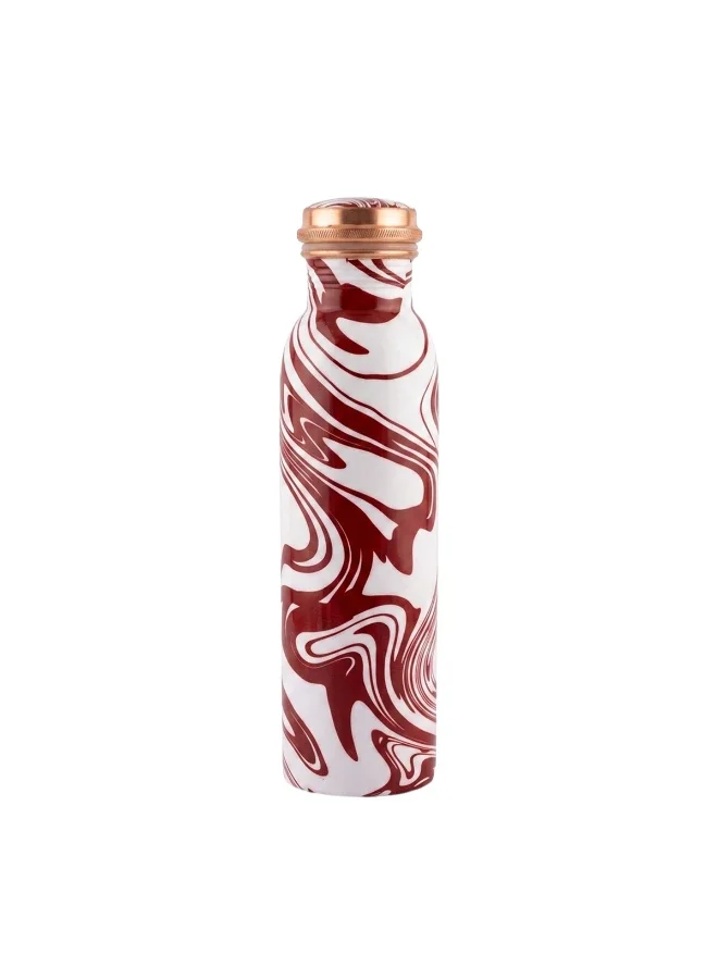 Mobcos Mobcos Crimson Wave Copper Water Bottle 1 Ltr, 99% Pure Copper Bottle with Leakproof Screw Cap, Handmade Marbled Design, Reusable Water Bottle for Home, Office & Travel