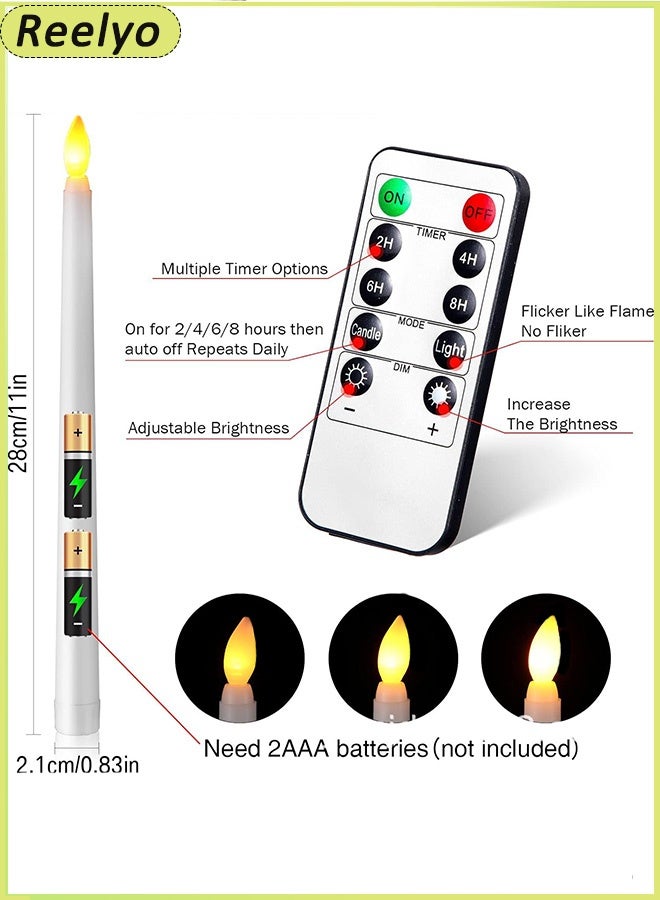 Reelyo 6PCS LED Straight Taper Candle Battery Operated Flameless Candle Tea Unscented Electronic Light Set For Festive Atmosphere home, spa, Indoor Outdoor Votive, Aniversary, Wedding Centerpiece Table Decor, Funeral, Halloween, White - Image 2