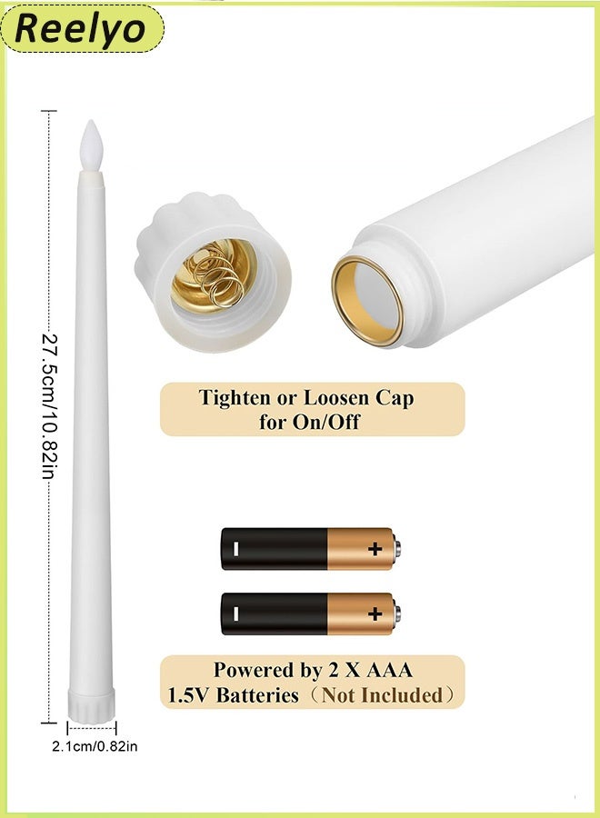 Reelyo 6PCS LED Straight Taper Candle Battery Operated Flameless Candle Tea Unscented Electronic Light Set For Festive Atmosphere home, spa, Indoor Outdoor Votive, Aniversary, Wedding Centerpiece Table Decor, Funeral, Halloween, White - Image 3