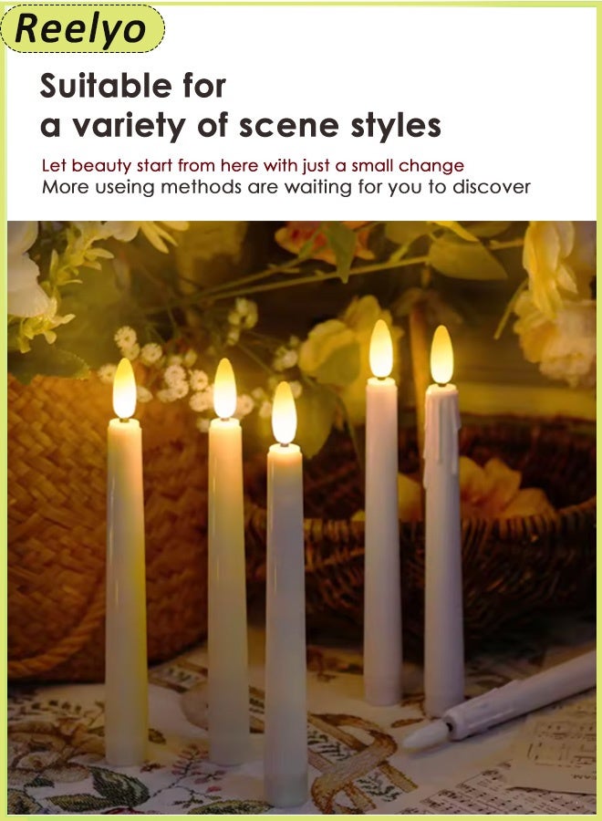 Reelyo 6PCS LED Straight Taper Candle Battery Operated Flameless Candle Tea Unscented Electronic Light Set For Festive Atmosphere home, spa, Indoor Outdoor Votive, Aniversary, Wedding Centerpiece Table Decor, Funeral, Halloween, White - Image 5