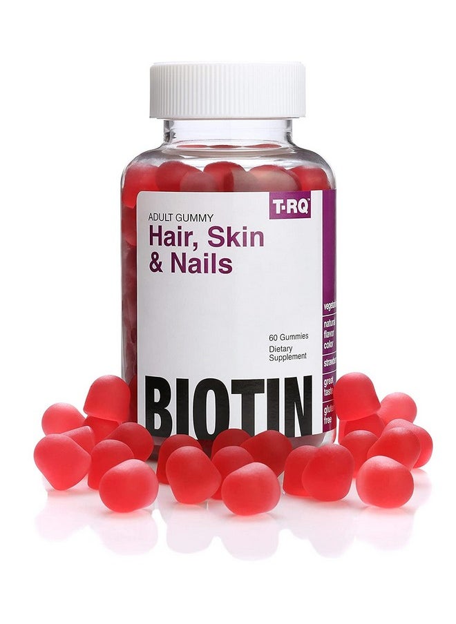 T.RQ Hair Skin & Nails Gummy Dietary Supplement Natural Strawberry 60 Count  - Image 2