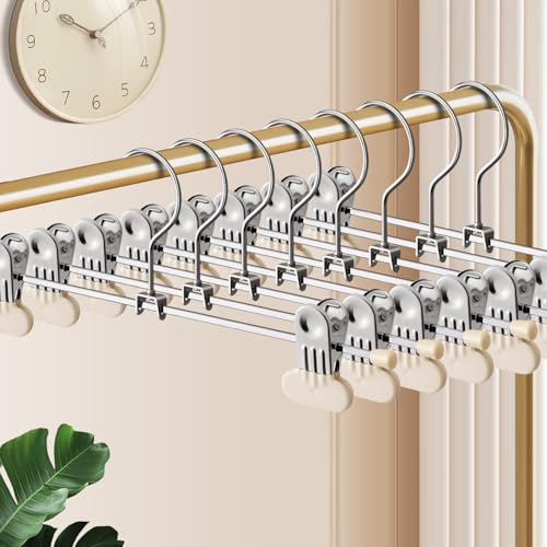 HWAJAN Pants Hangers with Wide Clips 30 Pack Adjustable Skirt Hangers for Women Non-Slip Clothes Hanger for Pants Heavy Duty Space Saving Trousers Hanger for Jeans,Shorts Ivory,12Inch - Image 1