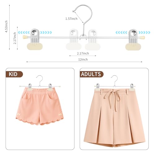 HWAJAN Pants Hangers with Wide Clips 30 Pack Adjustable Skirt Hangers for Women Non-Slip Clothes Hanger for Pants Heavy Duty Space Saving Trousers Hanger for Jeans,Shorts Ivory,12Inch - Image 3