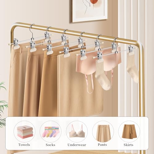 HWAJAN Pants Hangers with Wide Clips 30 Pack Adjustable Skirt Hangers for Women Non-Slip Clothes Hanger for Pants Heavy Duty Space Saving Trousers Hanger for Jeans,Shorts Ivory,12Inch - Image 5