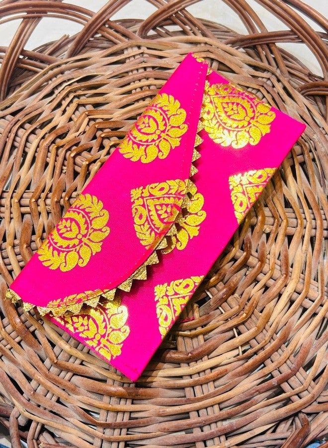 Kyzzo Silk Shagun Envelopes Pack of 5, Premium Golden Brocade Designer Lifafa for Wedding, Haldi, Mehendi, Diwali, Rakhi and Birthday, Traditional Indian Money Envelopes for Cash Gifting, Multicolor - Image 2