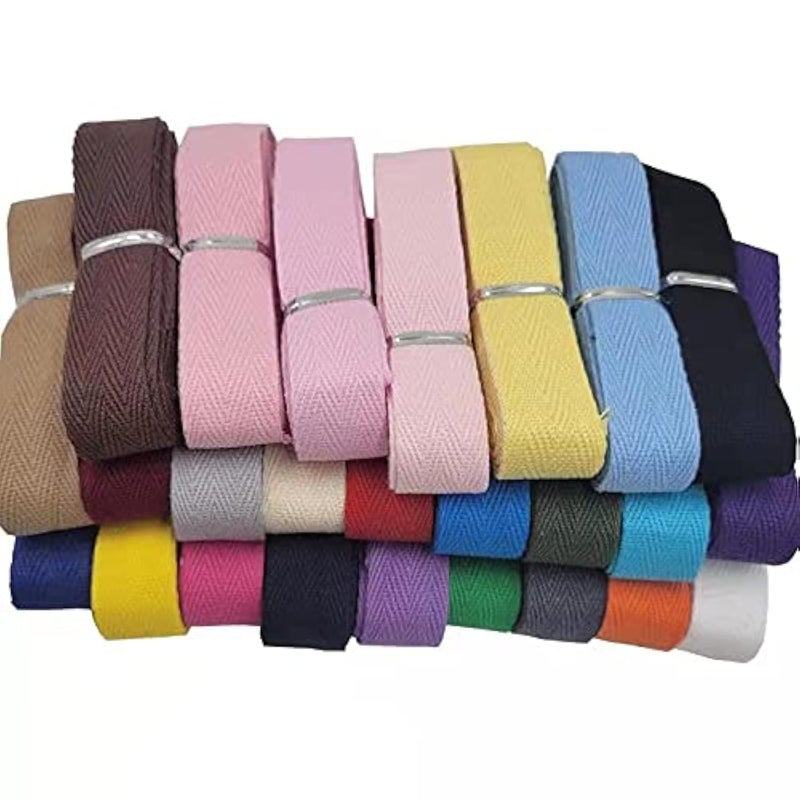 FAYADA Herringbone Tape Ribbon 34 Inch 25 Mixed Color 50 YardsCotton Twill Ribbon Herringbone Bias Tape Natural Webbing Tape for Sewing Binding Gift Wrapping DIY Crafts Sewing Home Decoration