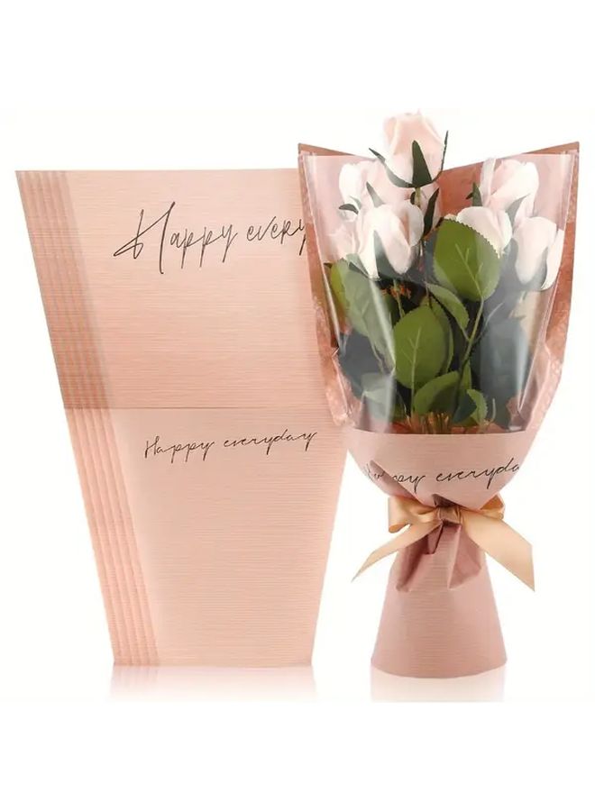 10pcs White Kraft Paper Flower Bouquet Bags with Ribbon for Weddings Birthdays - Image 4