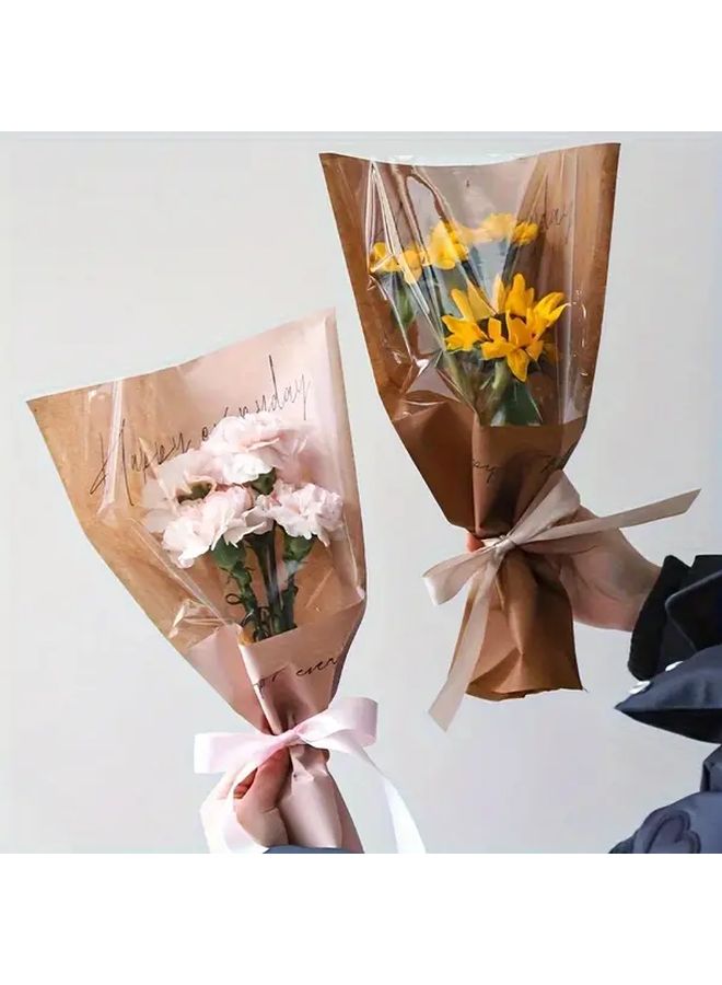 10pcs White Kraft Paper Flower Bouquet Bags with Ribbon for Weddings Birthdays - Image 3