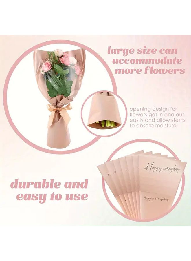 10pcs White Kraft Paper Flower Bouquet Bags with Ribbon for Weddings Birthdays - Image 5