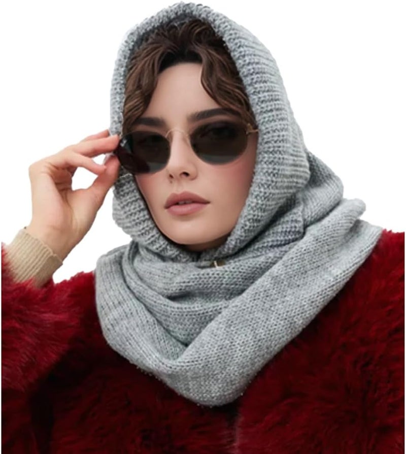 Upbull مجموعة أغطية الرأس والأوشحة من Upbull Fuzzy Balaclava للنساء، تجمع بين غطاء الرأس والوشاح في منتج واحد، مناسبة لفصل الشتاء. - Image 1