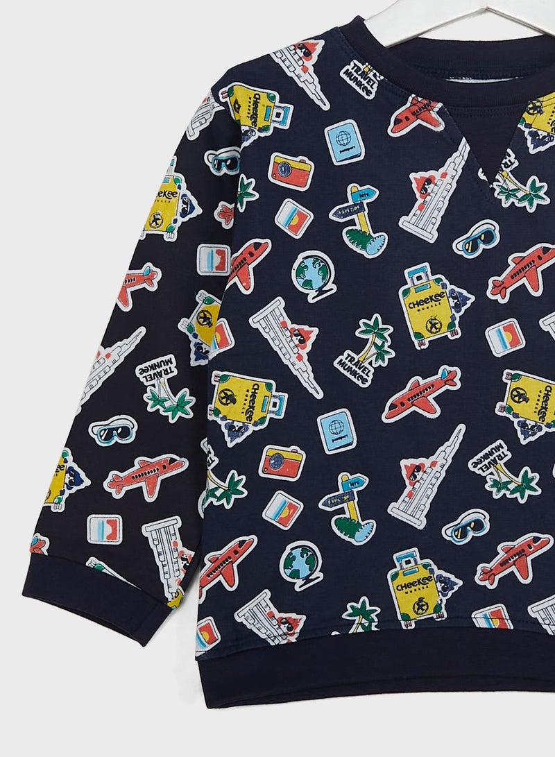 Kids Vacation Print Sweatshirt