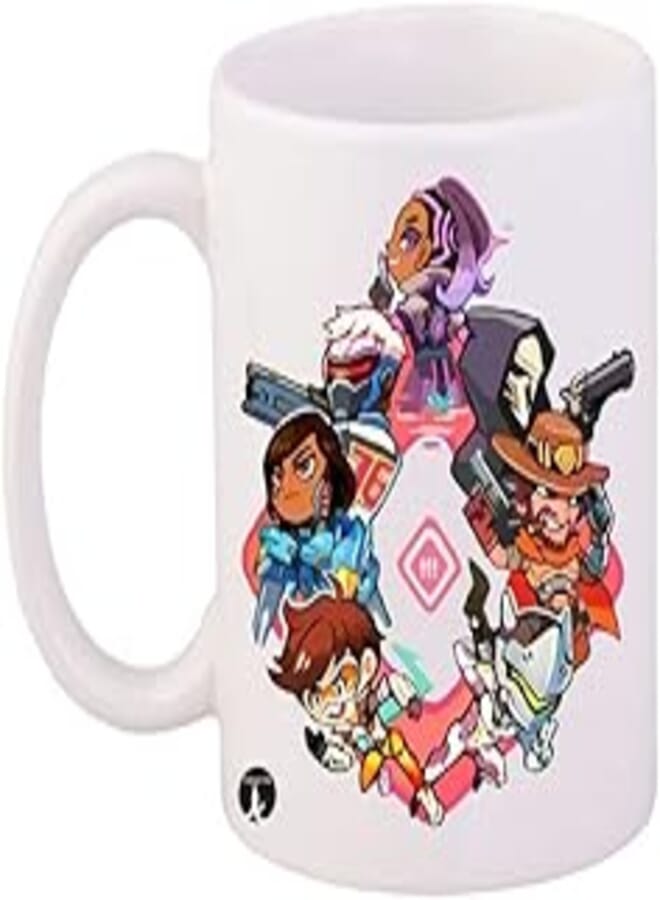RYN PRINTED/Overwatch/Coffee Mug White Brown Purple 11ounce