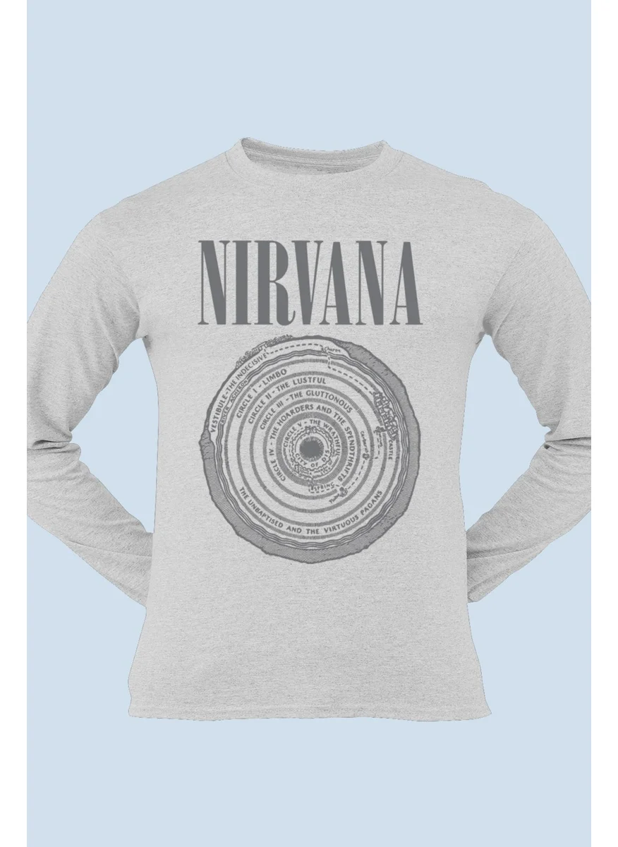 Rock&Roll Circle Circle Nirvana Gray Long Sleeve Men's Combed Cotton T-Shirt