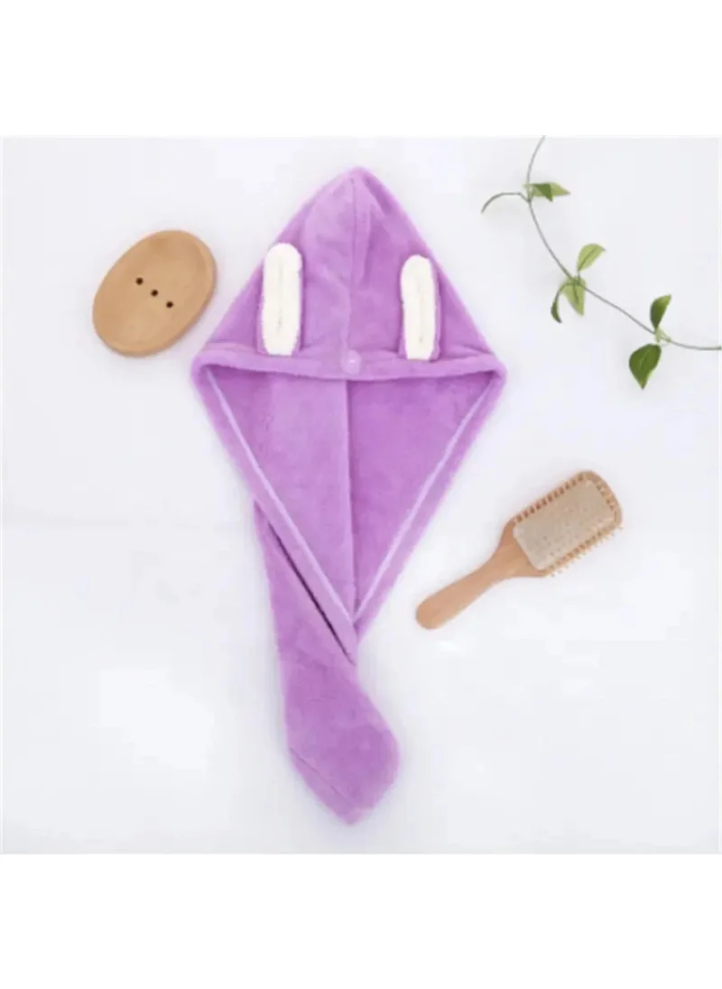 Sb Sizinbazar SB SizBazar Lilac Cotton Hair Drying Cap Head Towel Hair Cap - Cotton Hair Towel