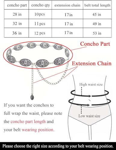 TOPACC Metal Cowgirl Chain Belts for Women Western Silver Longhorn Concho Chain Belt for Dresses Jean Rodeo Outfit Country Concert - Image 3