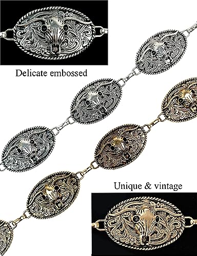 TOPACC Metal Cowgirl Chain Belts for Women Western Silver Longhorn Concho Chain Belt for Dresses Jean Rodeo Outfit Country Concert - Image 2