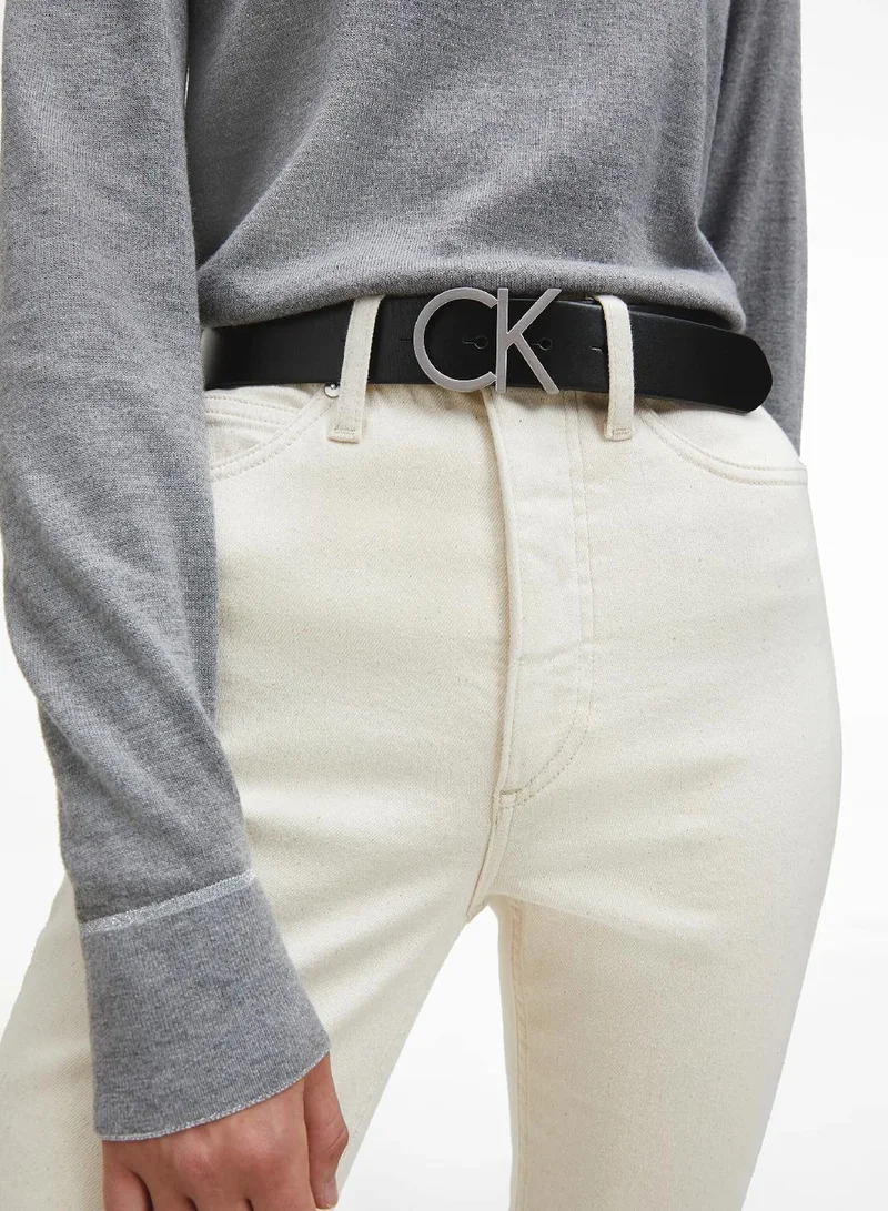 Calvin Klein BLACK Leather Logo Belt for Women | Best Price UAE