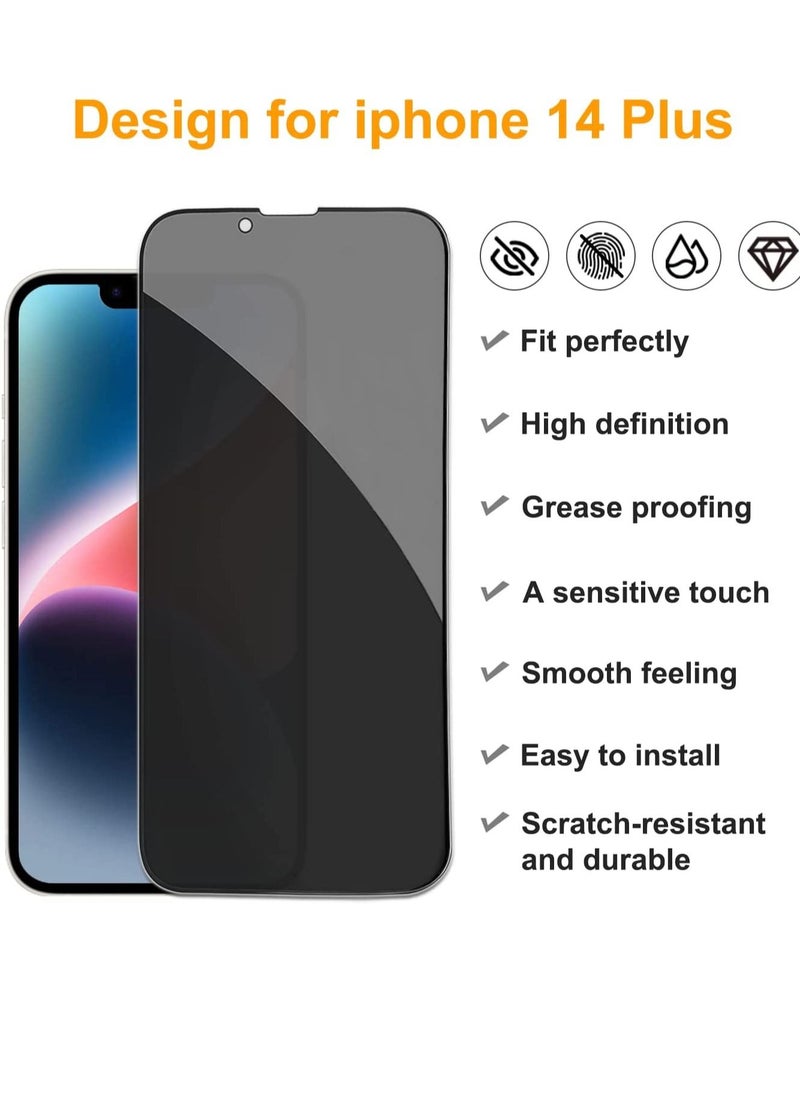 Generic - [2+2 Pack] iPhone 14 Plus Privacy Screen Protector with Camera Lens Protector Full Coverage Anti-Spy Tempered Glass Film 9H Hardness Upgrade Edge Protection Easy Installation Bubble Free Specially De - Image 1