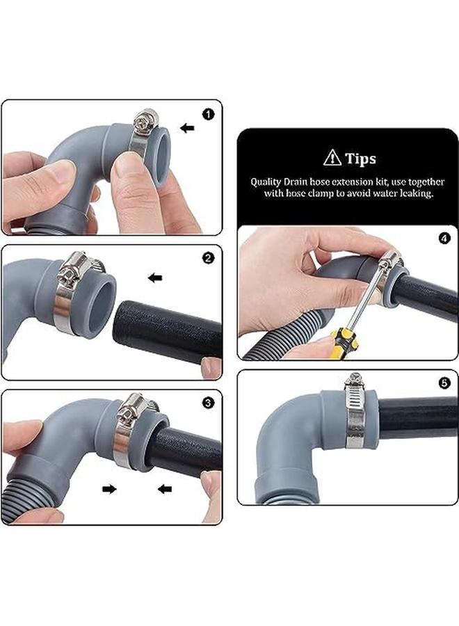 Drain Hose Washing Machine Drain Hoses Extension 2.5M Universal Replacement Drain Hose Extension Kit For Washing Machine Washer Dryer Dishwasher With Clips And U Shape Bracket  - Image 4
