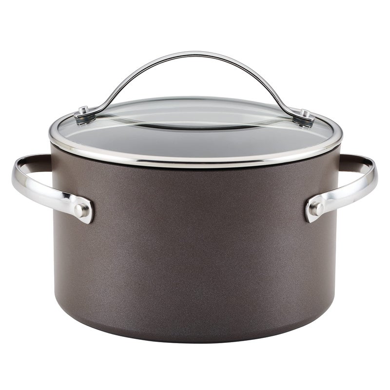 Ayesha Ayesha Curry Kitchenware Professional Hard Anodized Nonstick Sauce PotSaucepotSaucepan with Lid 4 Quart Charcoal