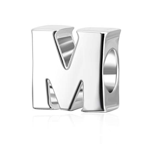 SOUKISS 925 Sterling Silver Letter Charms Initial A~Z Alphabet Charm Beads fit Pandora European Bracelets fit Wife Mom Daughter for Christmas Gift - Image 1
