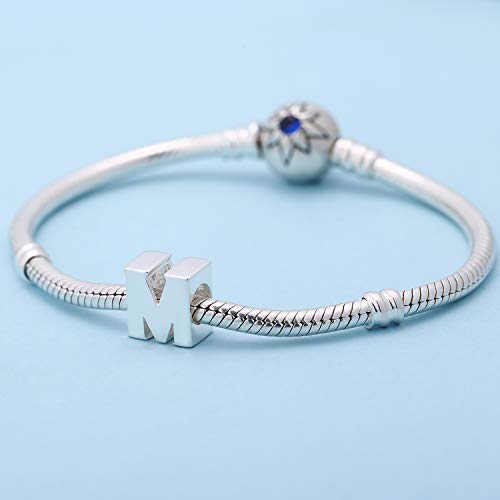 SOUKISS 925 Sterling Silver Letter Charms Initial A~Z Alphabet Charm Beads fit Pandora European Bracelets fit Wife Mom Daughter for Christmas Gift - Image 4