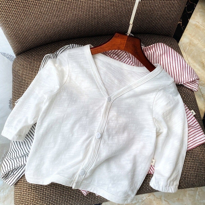 Soft And Thin Summer Baby Cardigan For Boys And Girls, Long-Sleeved Pure Cotton Breathable Jacket, Sun Protection Shirt, Air-Conditioned Clothing - Image 2