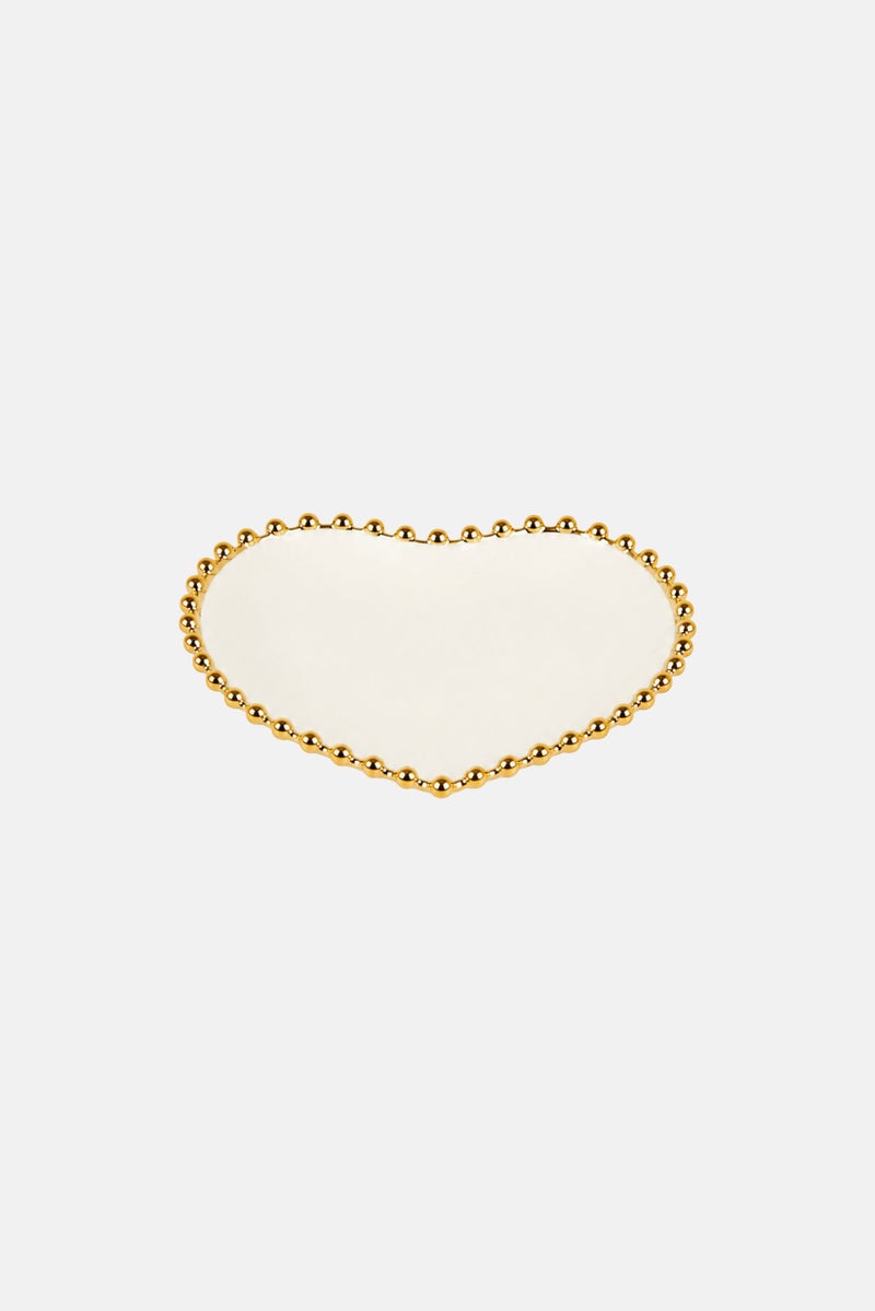 Bombay Ceramic Heart Shape Dinner Plate, Off White - Image 2