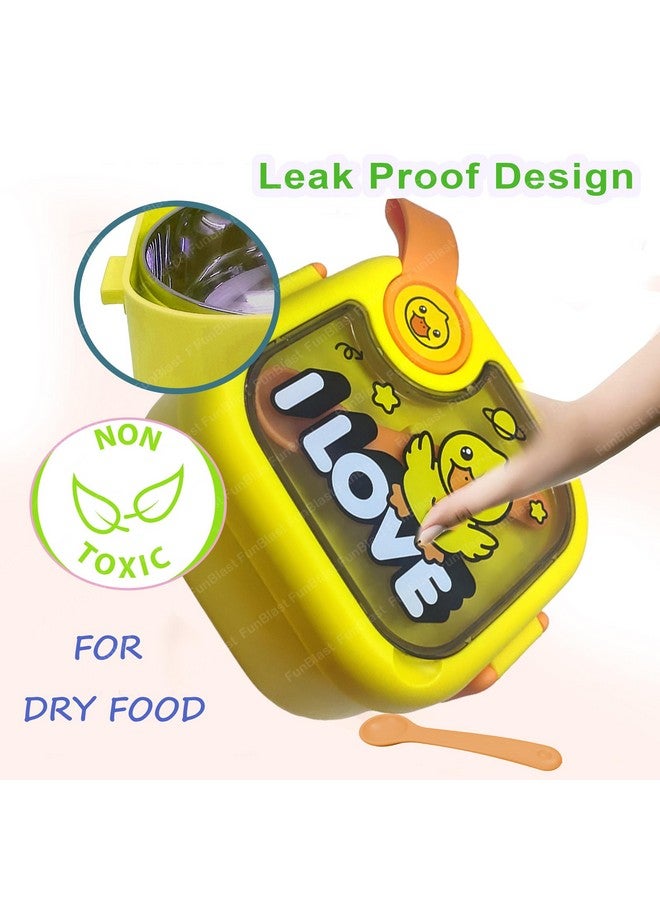 FunBlast Lunch Box for School Kids - Duck Theme Lunch Box with Spoon, SS304 Lunch Box, Tiffin Box for School, Air-Tight Lunch Box, Stainless Steel Insulated Lunch Box, 750 Ml (Multicolor) - Image 4