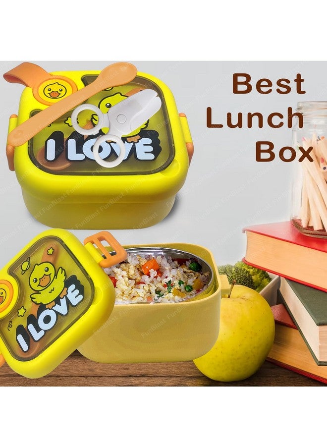 FunBlast Lunch Box for School Kids - Duck Theme Lunch Box with Spoon, SS304 Lunch Box, Tiffin Box for School, Air-Tight Lunch Box, Stainless Steel Insulated Lunch Box, 750 Ml (Multicolor) - Image 3