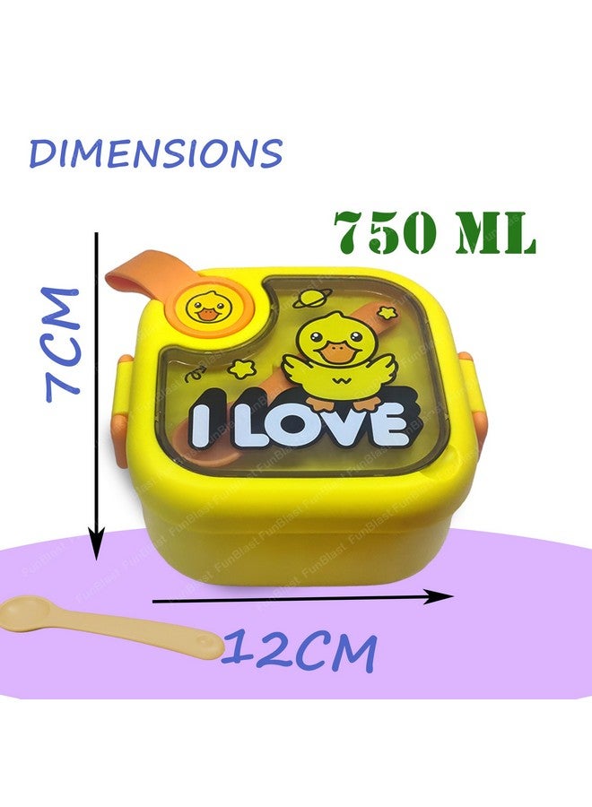 FunBlast Lunch Box for School Kids - Duck Theme Lunch Box with Spoon, SS304 Lunch Box, Tiffin Box for School, Air-Tight Lunch Box, Stainless Steel Insulated Lunch Box, 750 Ml (Multicolor) - Image 2