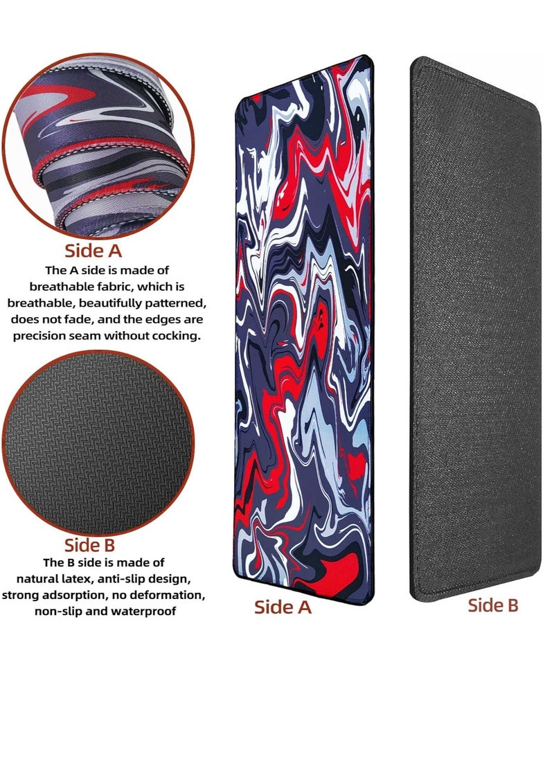 Generic - Fluid Colors Gaming Mouse Pad for Keyboard & Mouse (80 X 30 cm ) - Desk Mat Mousepad L Extended Size - Anti Slip Rubber Base - Stitched Edges - Waterproof - Speed Edition | RED - Image 1