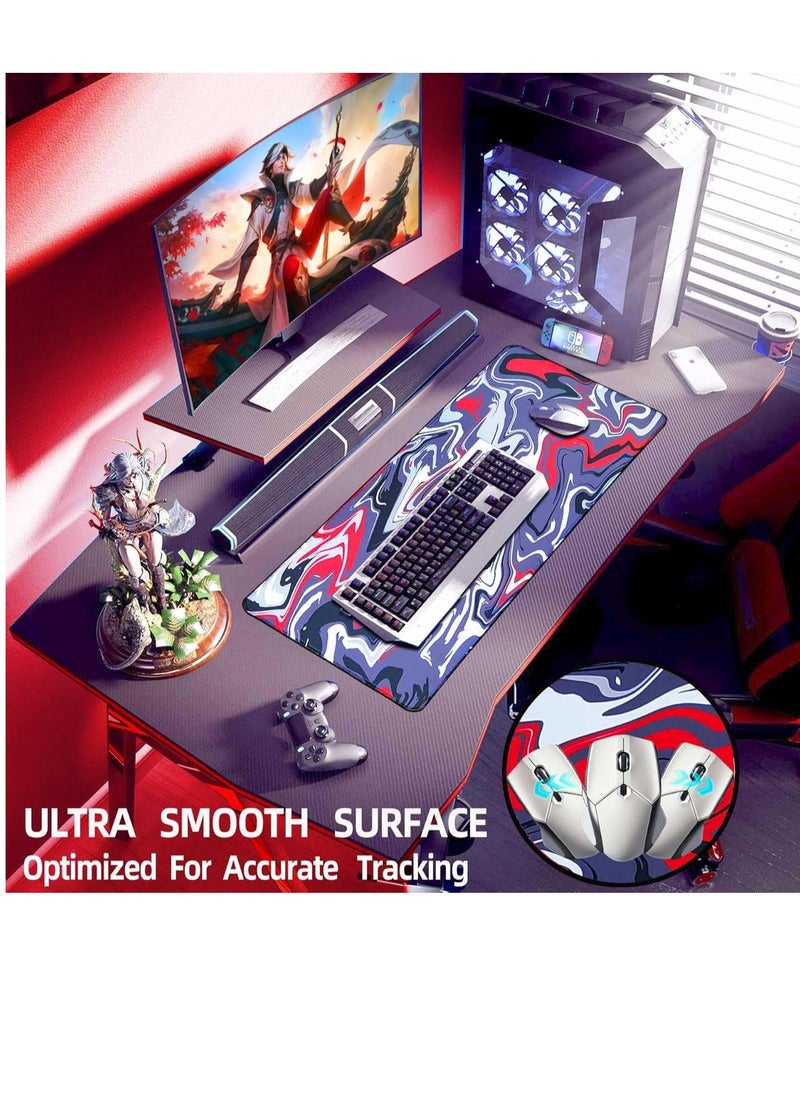 Generic - Fluid Colors Gaming Mouse Pad for Keyboard & Mouse (80 X 30 cm ) - Desk Mat Mousepad L Extended Size - Anti Slip Rubber Base - Stitched Edges - Waterproof - Speed Edition | RED - Image 1