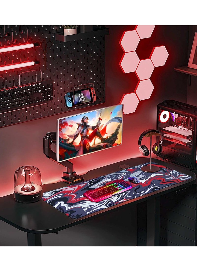 Generic - Fluid Colors Gaming Mouse Pad for Keyboard & Mouse (80 X 30 cm ) - Desk Mat Mousepad L Extended Size - Anti Slip Rubber Base - Stitched Edges - Waterproof - Speed Edition | RED - Image 1