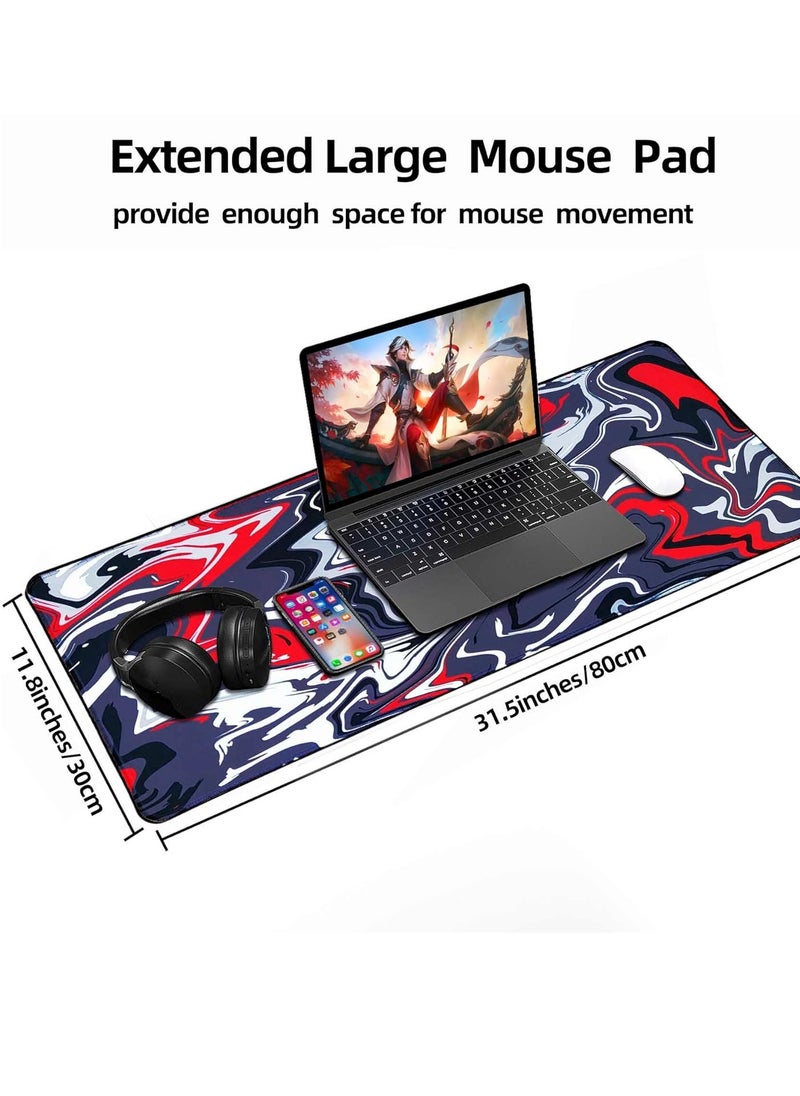Generic - Fluid Colors Gaming Mouse Pad for Keyboard & Mouse (80 X 30 cm ) - Desk Mat Mousepad L Extended Size - Anti Slip Rubber Base - Stitched Edges - Waterproof - Speed Edition | RED - Image 1