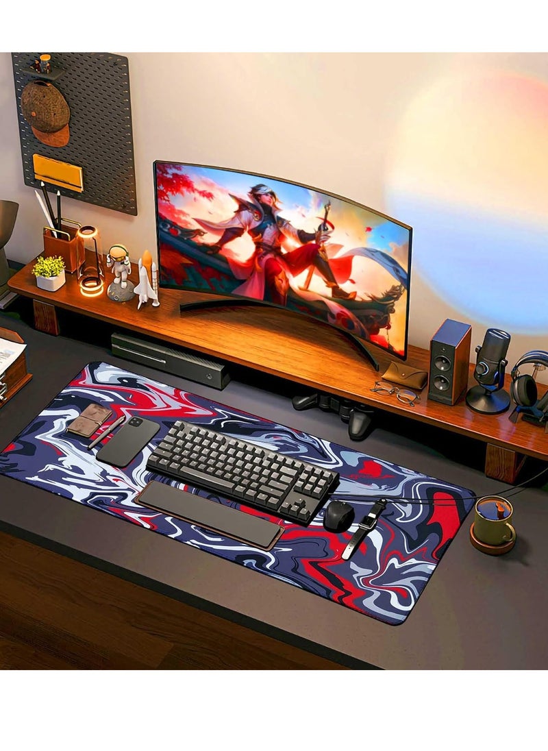 Generic - Fluid Colors Gaming Mouse Pad for Keyboard & Mouse (80 X 30 cm ) - Desk Mat Mousepad L Extended Size - Anti Slip Rubber Base - Stitched Edges - Waterproof - Speed Edition | RED - Image 1